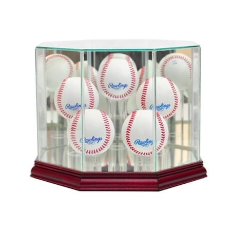 Perfect Cases Perfect Cases 5BSB-C Octagon 5 Baseball Display Case; Cherry 5BSB-C